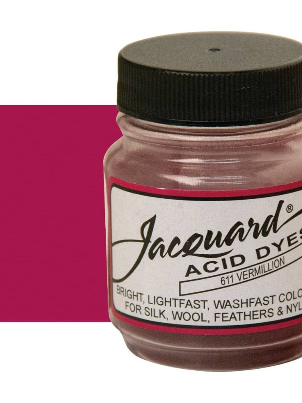 Jacquard Acid Dye Vermillion Red Pink 611 .5 Oz Jar Wool Silk Nylon Cashmere NEW